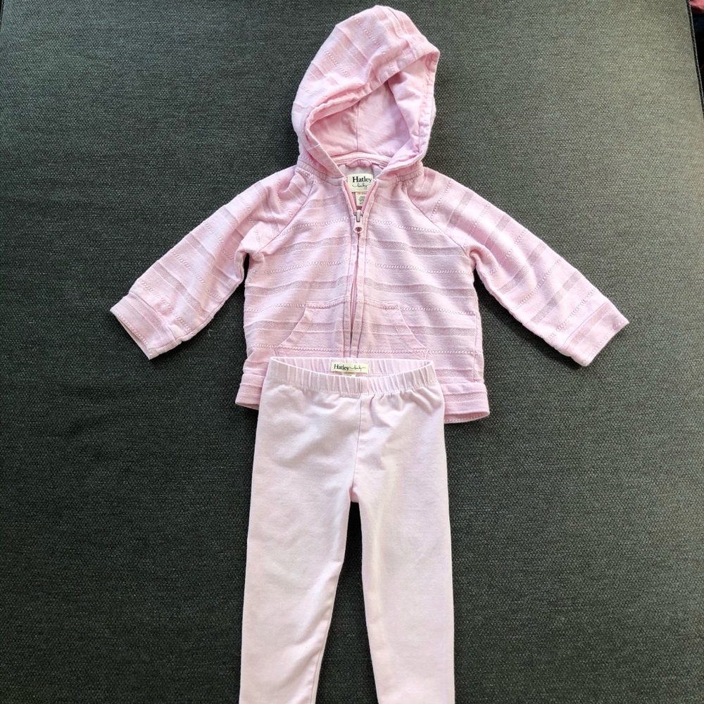 Hatley Light Pink Zip-Up + Pants - 24M